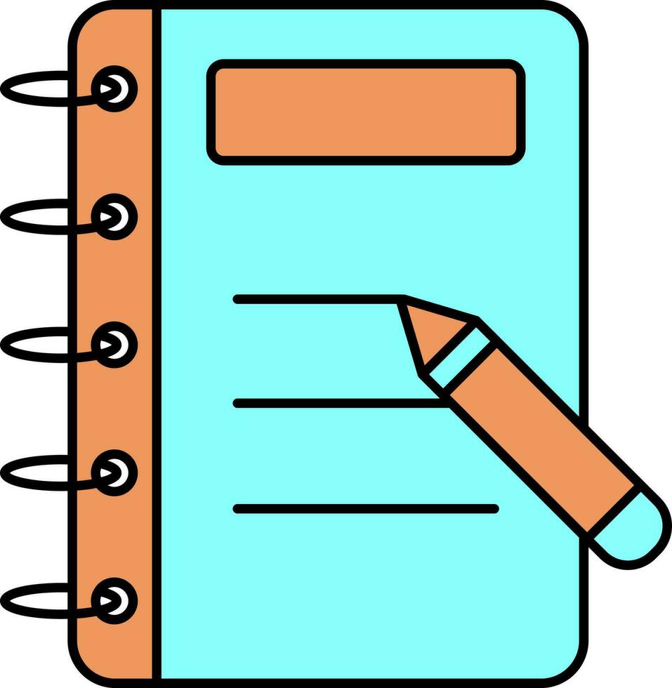 Illustration of Notebook Icon in Flat Style. vector