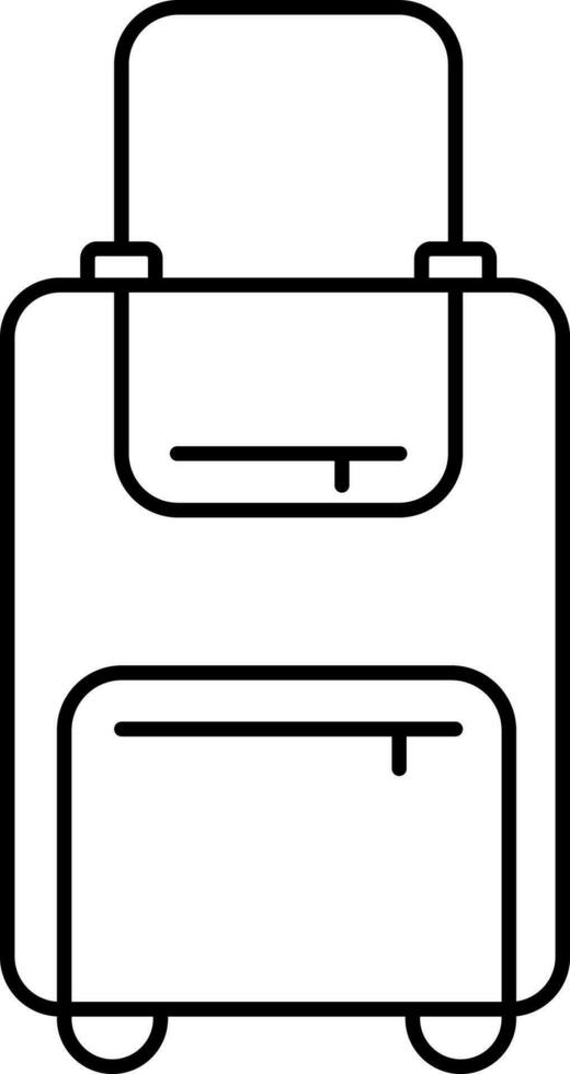 Trolley Bag Icon In Black Outline. vector