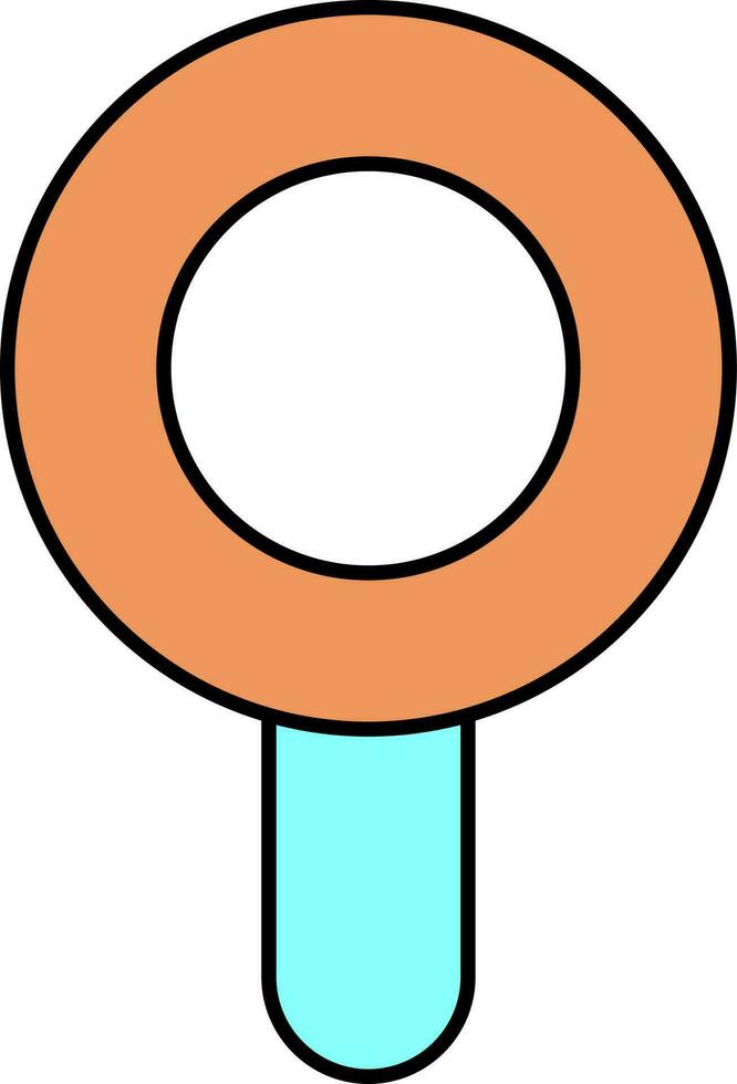 Illustration of Cyan and Orange Magnifying Glass Icon. vector