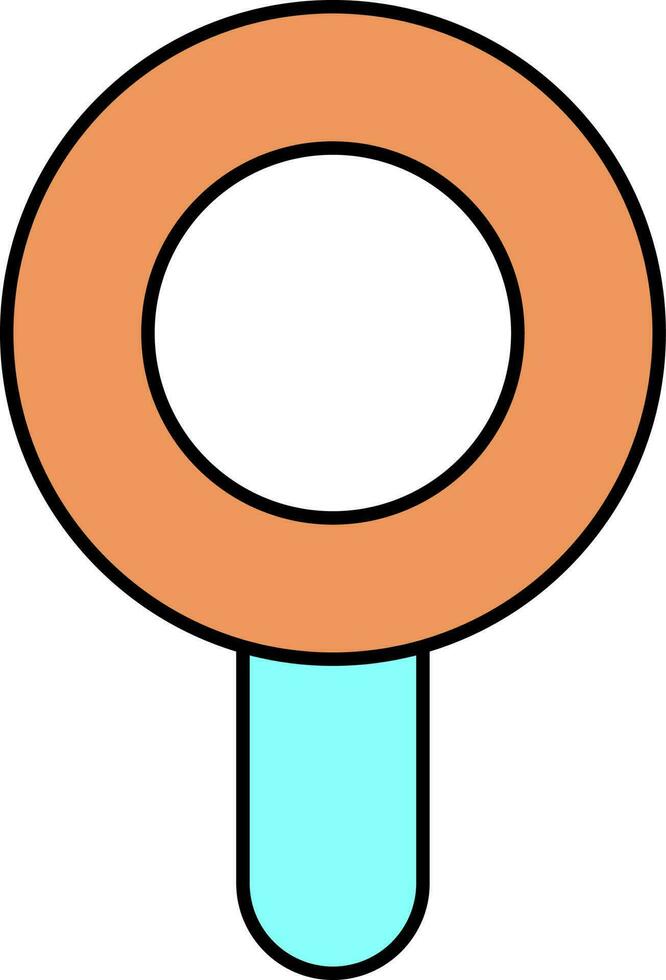 Illustration of Cyan and Orange Magnifying Glass Icon. vector