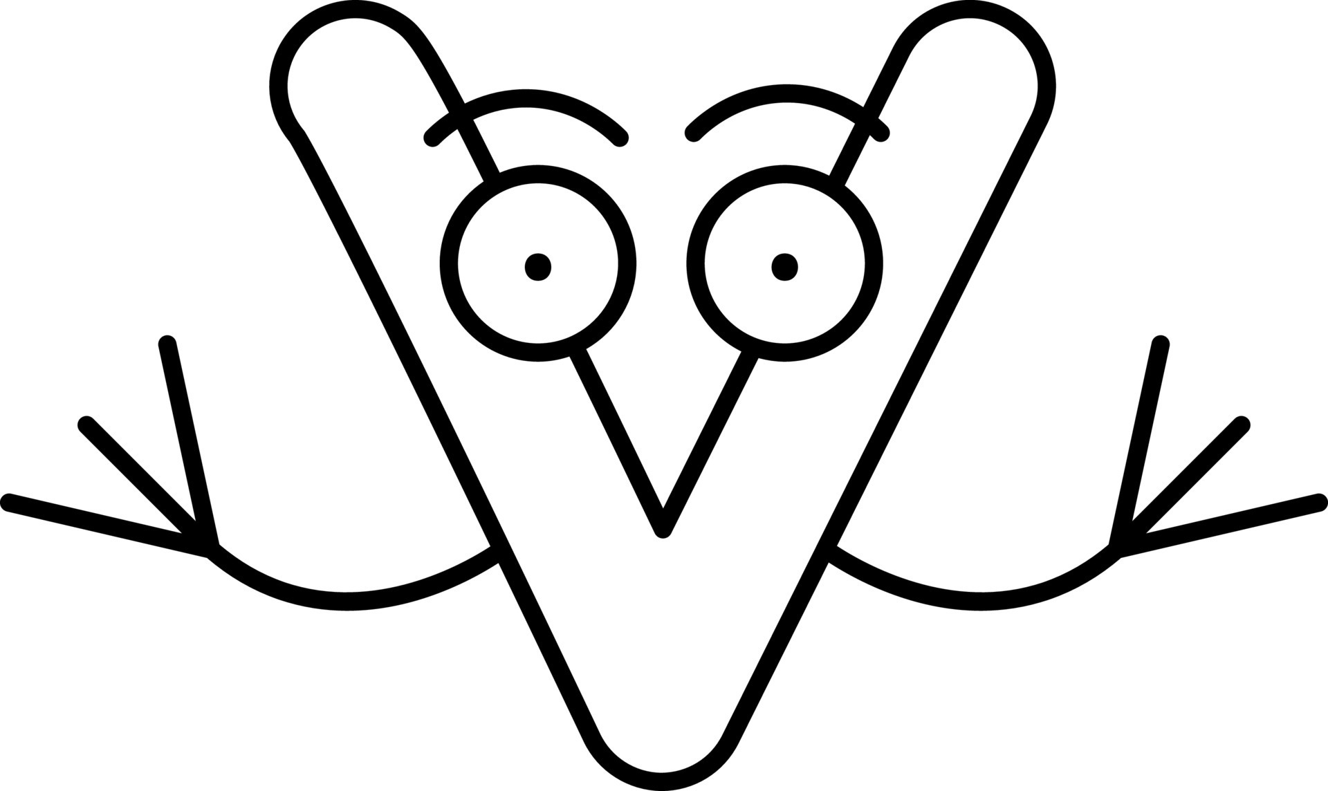 V Alphabet Cartoon Character Icon in Black Outline. 24194613 Vector Art
