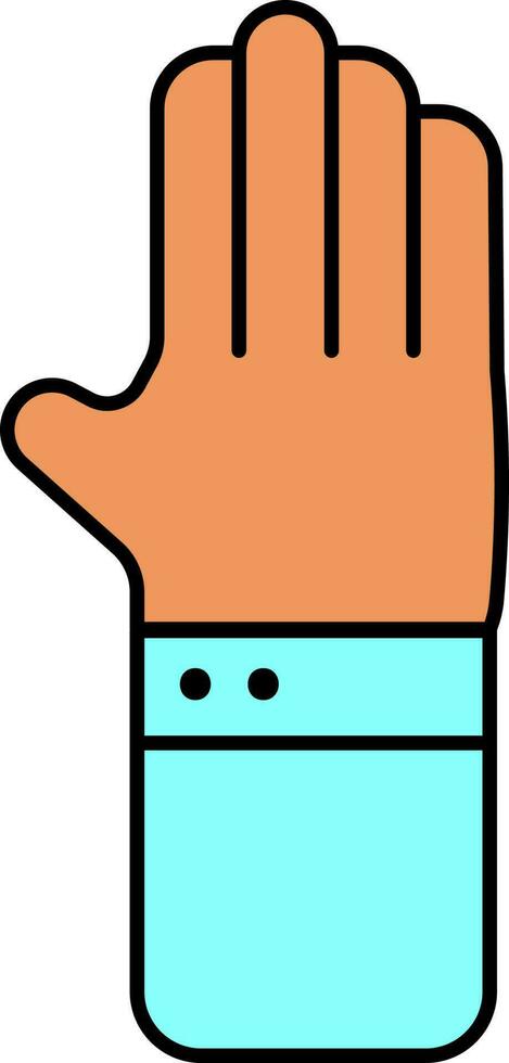 Isolated Hand Up Icon in Cyan and Orange Color. vector
