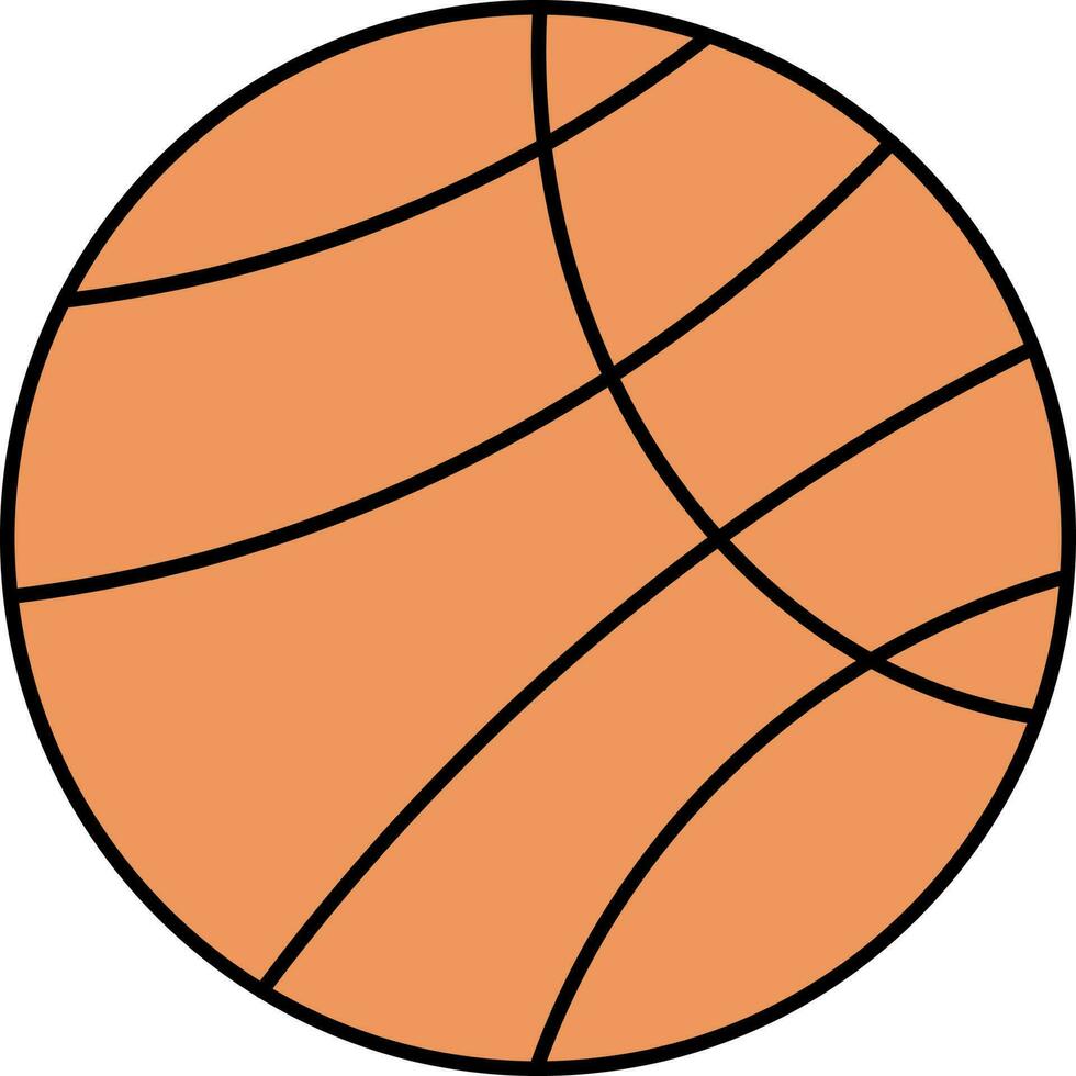 Flat Style Basketball Icon in Orange and Black Color. vector