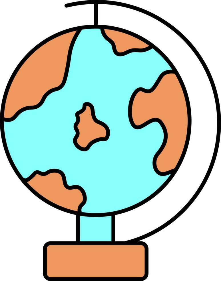Earth Globe with Stand Icon in Flat Style. vector