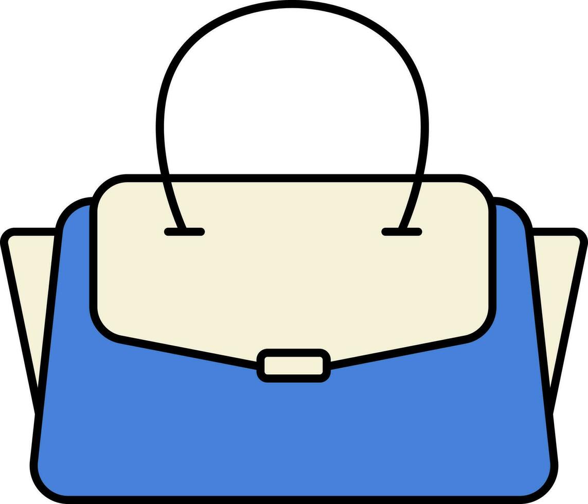 Ladies Handbag Icon In Blue And Beige Color. vector