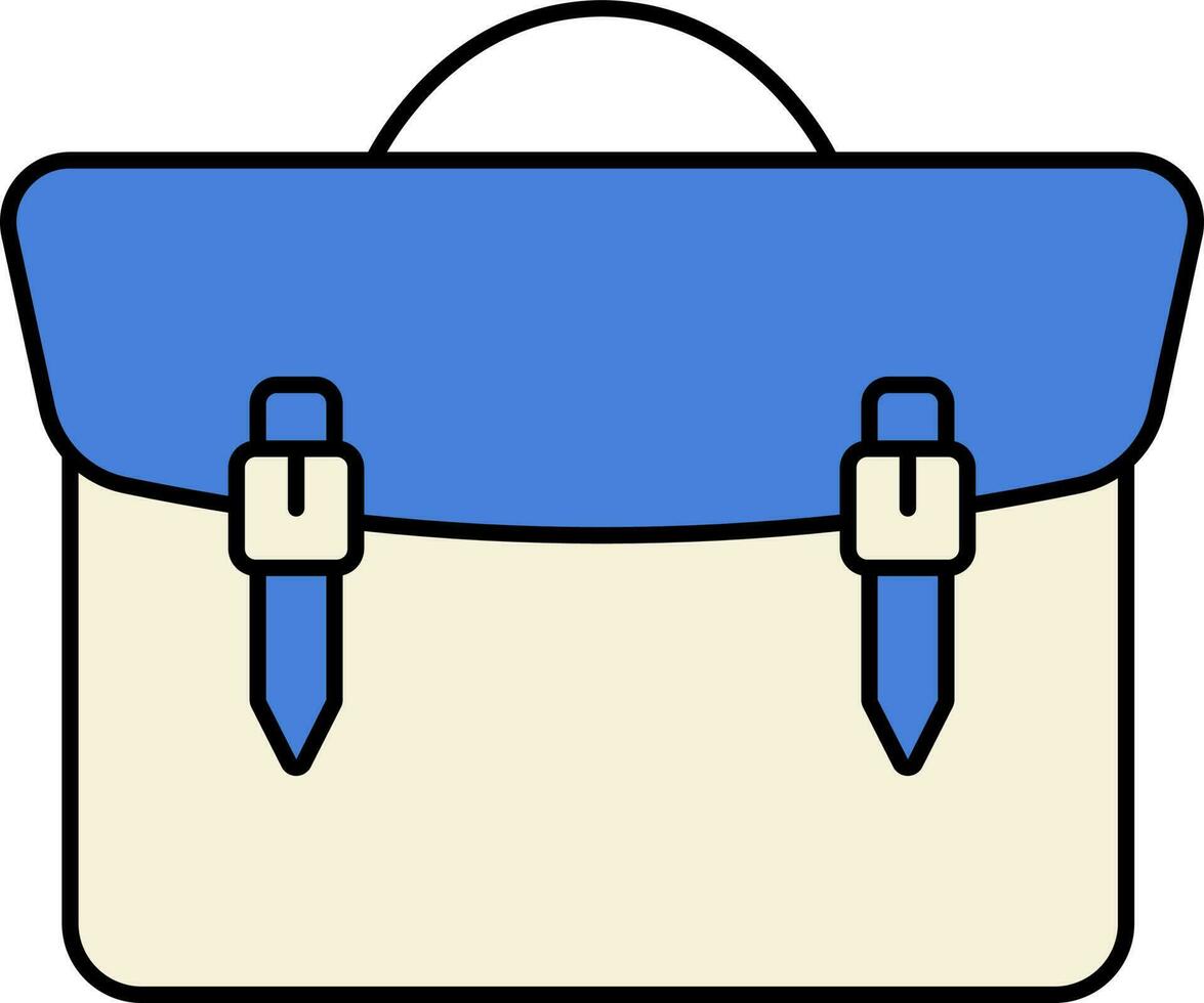 Briefcase Icon In Blue And Beige Color. vector