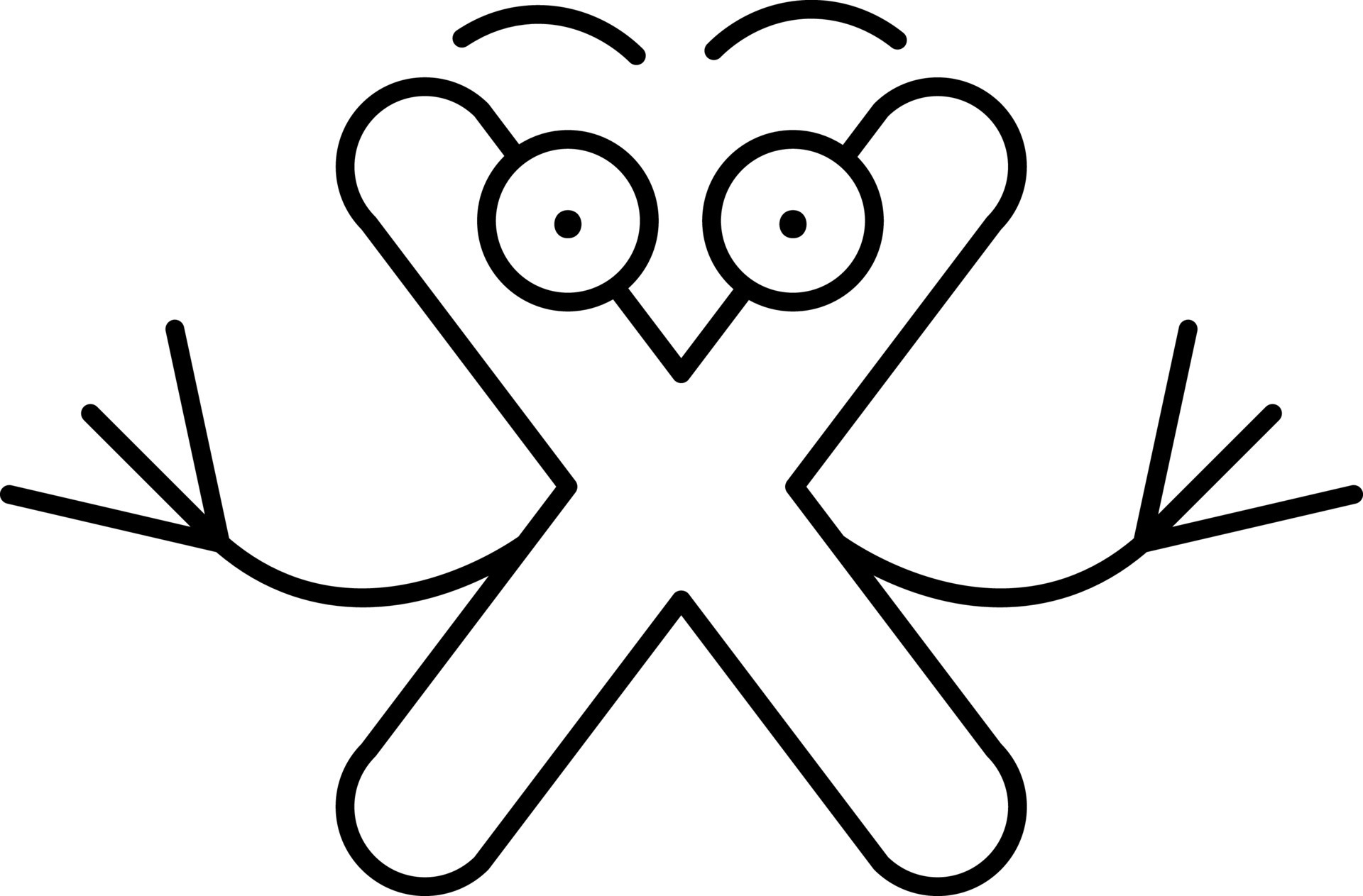 Black Line Art Cartoon Character X Alphabet Icon. 24194648 Vector Art at Vecteezy