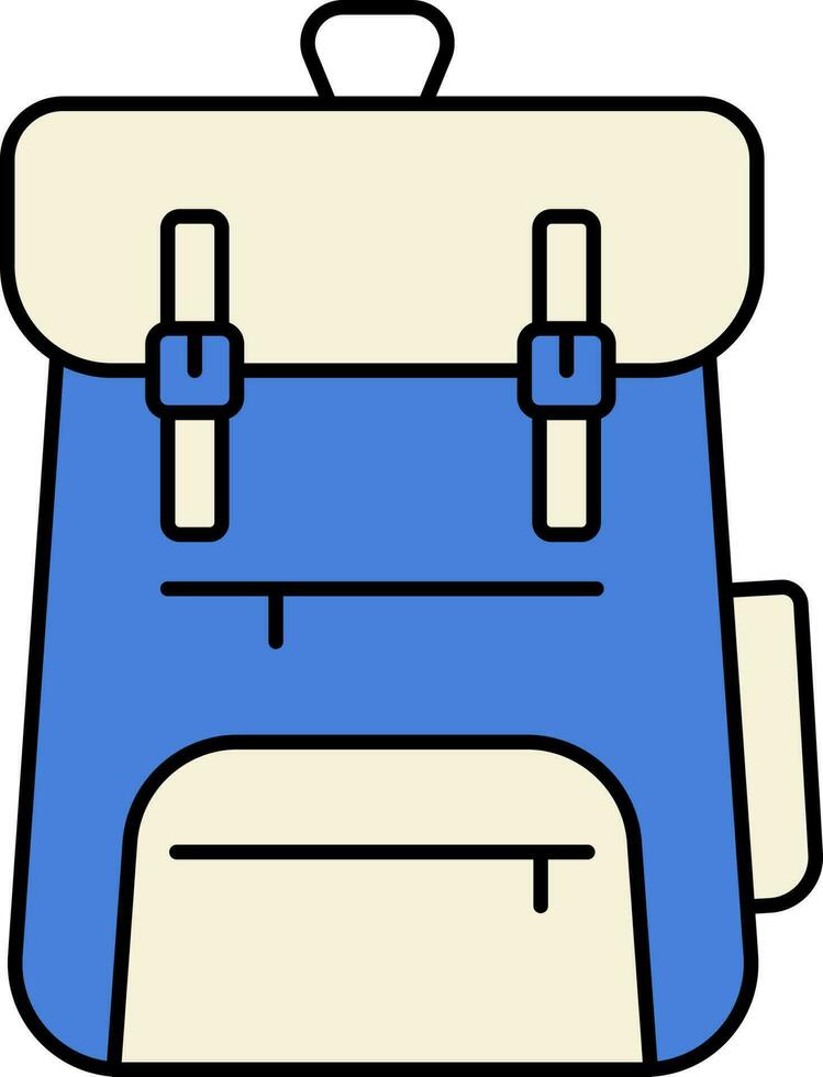 Backpack Icon In Blue And Beige Color. vector
