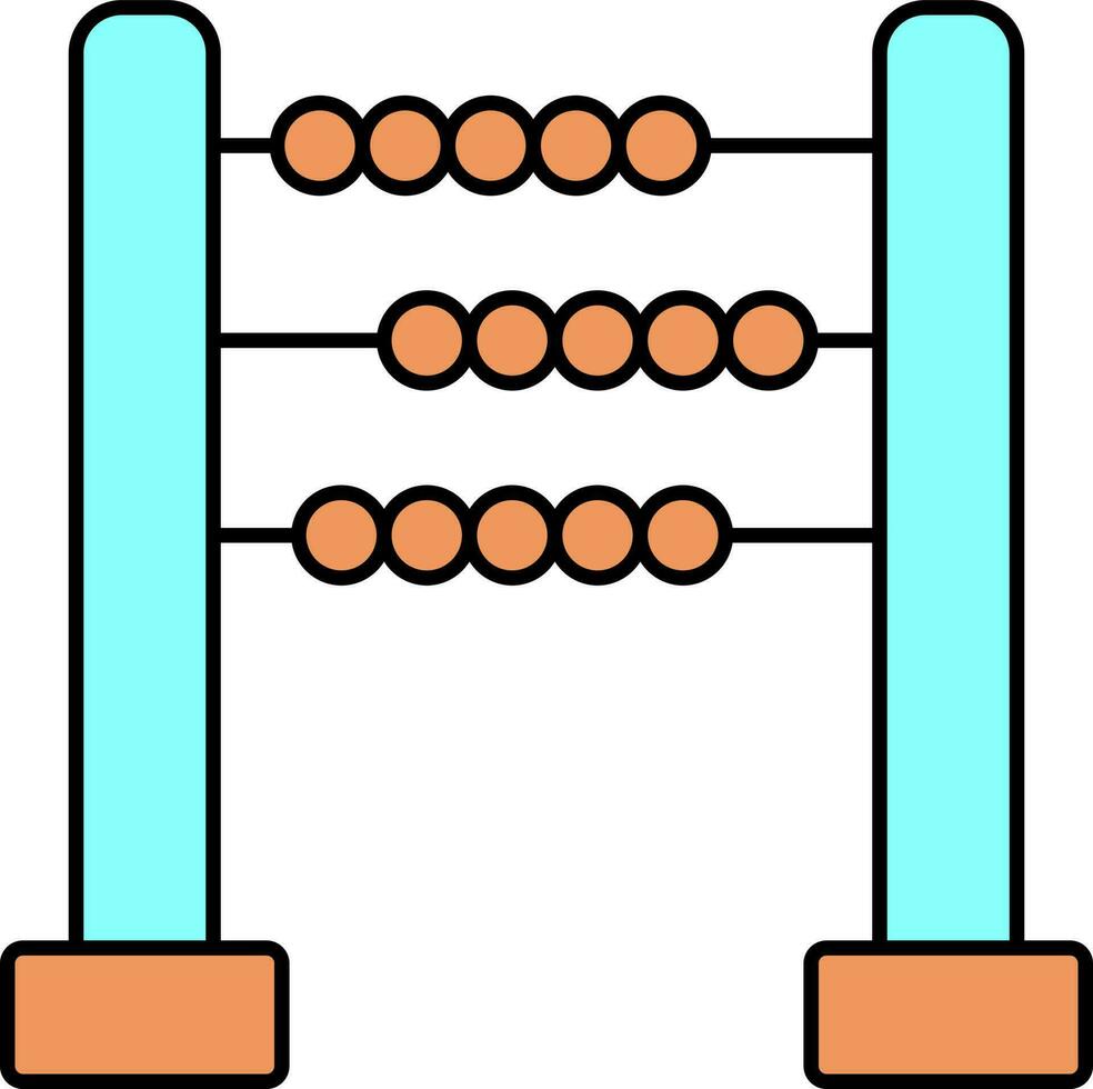 Flat Style Abacus Icon in Orange and Turquoise Color. vector