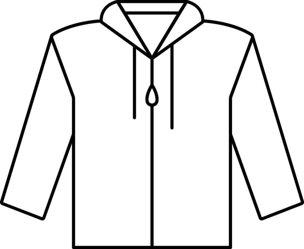 Linear Style Zip Hoodie Icon Or Symbol. vector