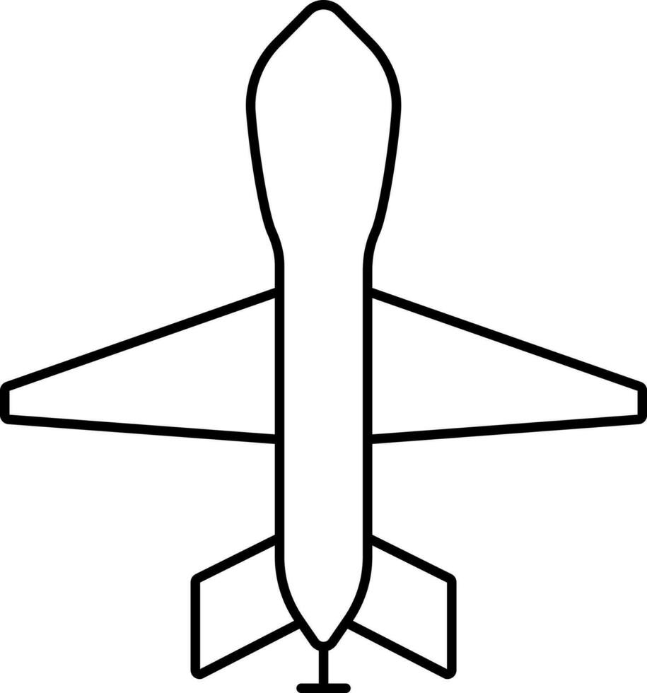 Airplane Icon In Black Line Art. vector