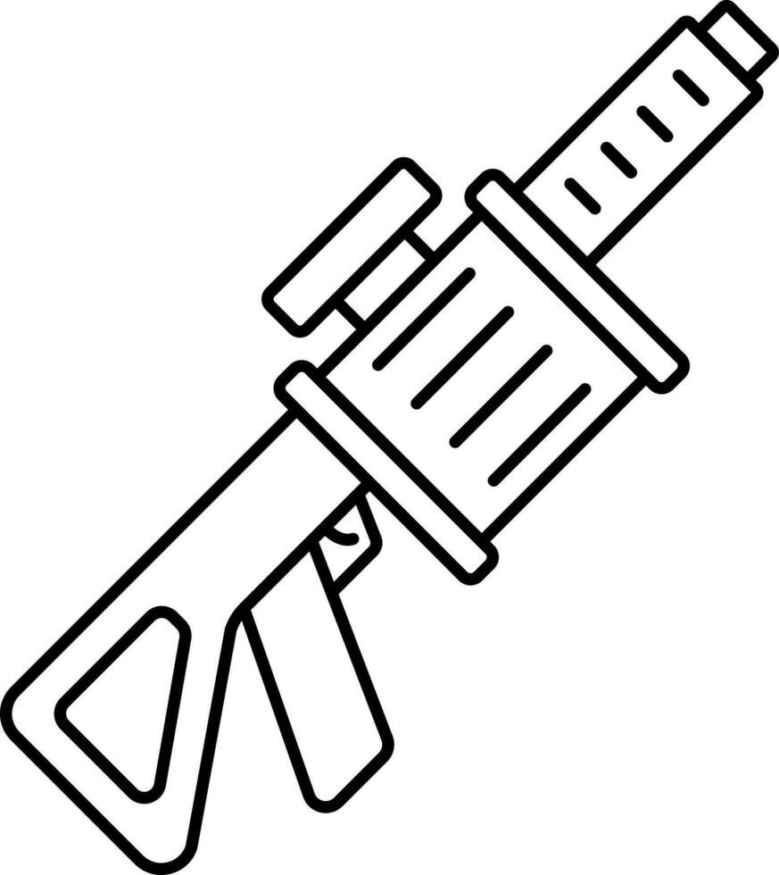 Rifle Icon In Black Outline. vector