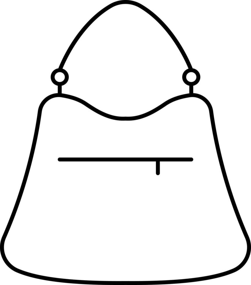 Female Handbag Icon In Black Line Art. vector