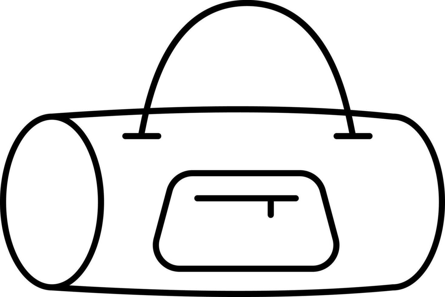 Duffle Bag Icon In Black Line Art. vector