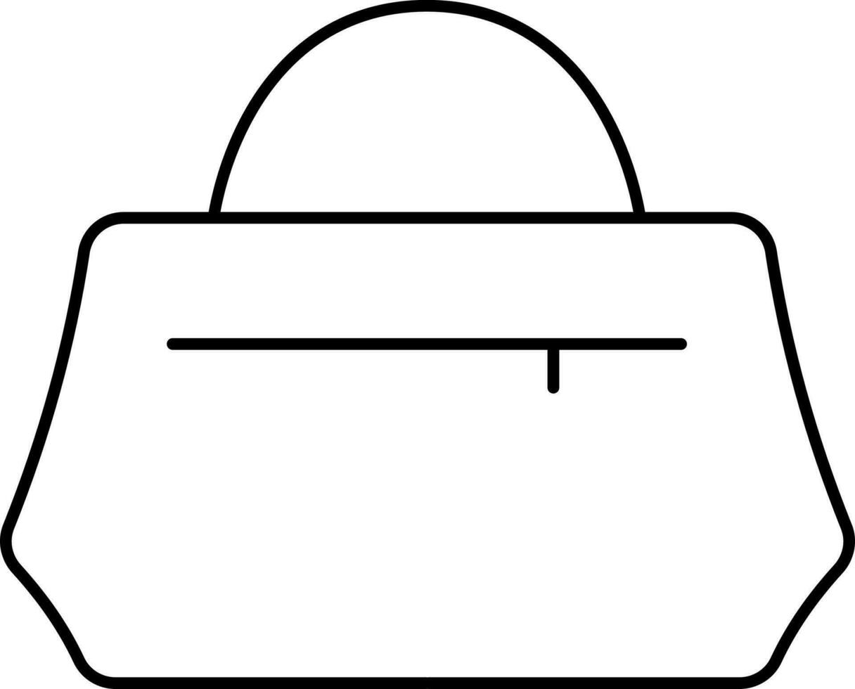 Woman Handbag Icon In Black Line Art. vector