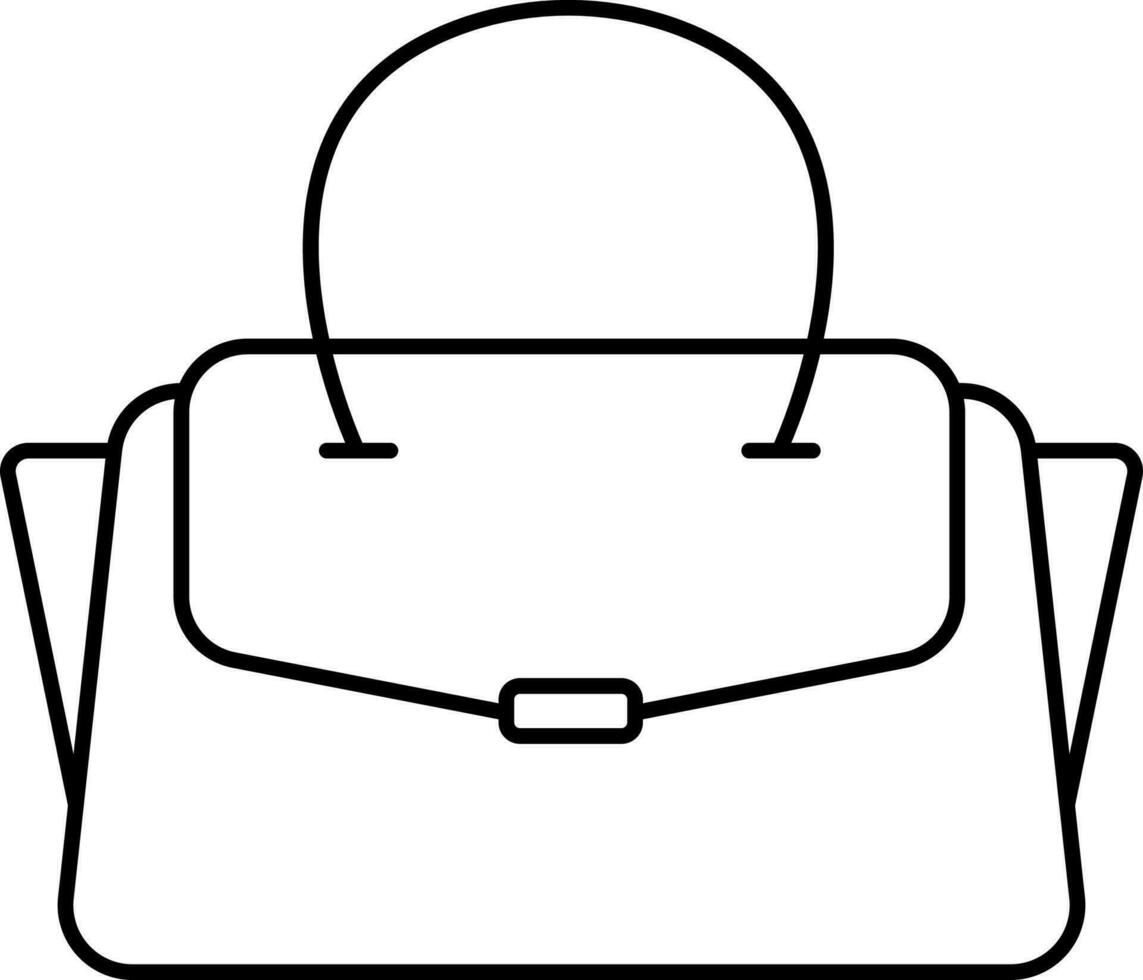Ladies Handbag Icon In Black Line Art. vector