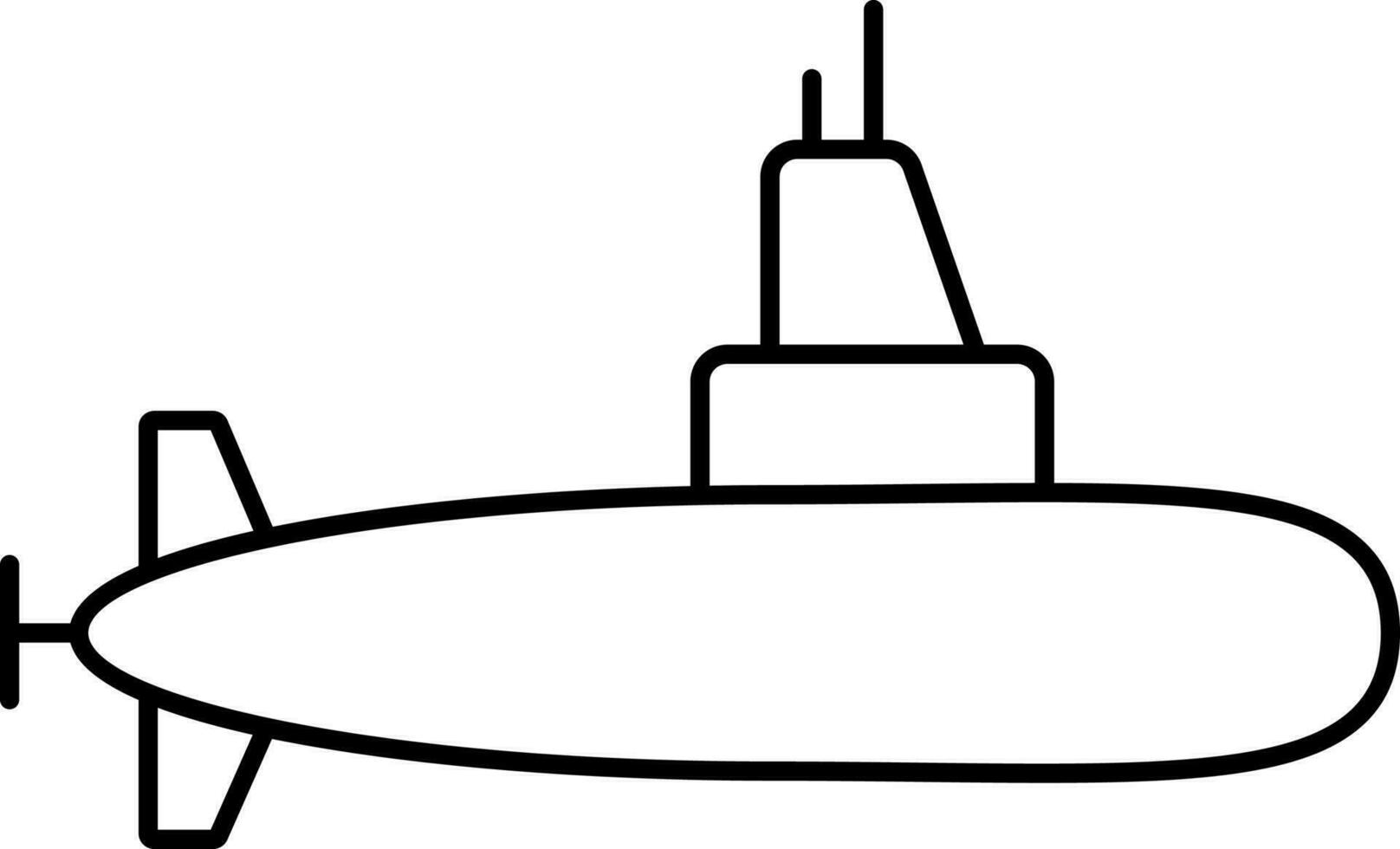 Submarine Icon In Black Line Art. vector