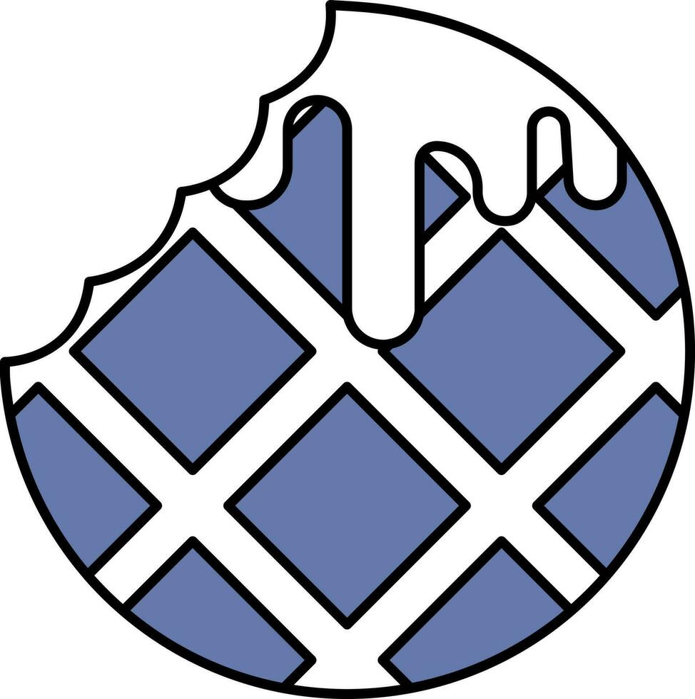 Cream Cookies Icon In Blue And White Color. vector