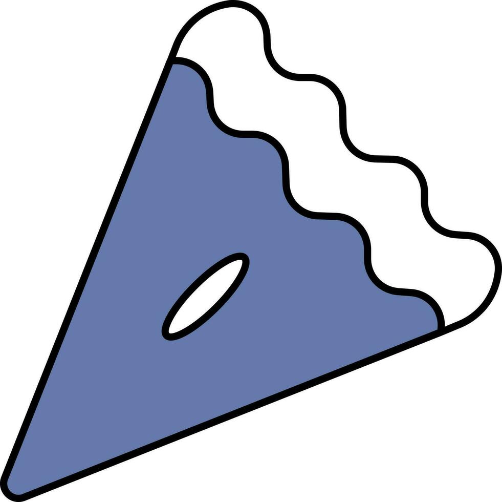 Pizza rebanada icono en azul y blanco color. vector