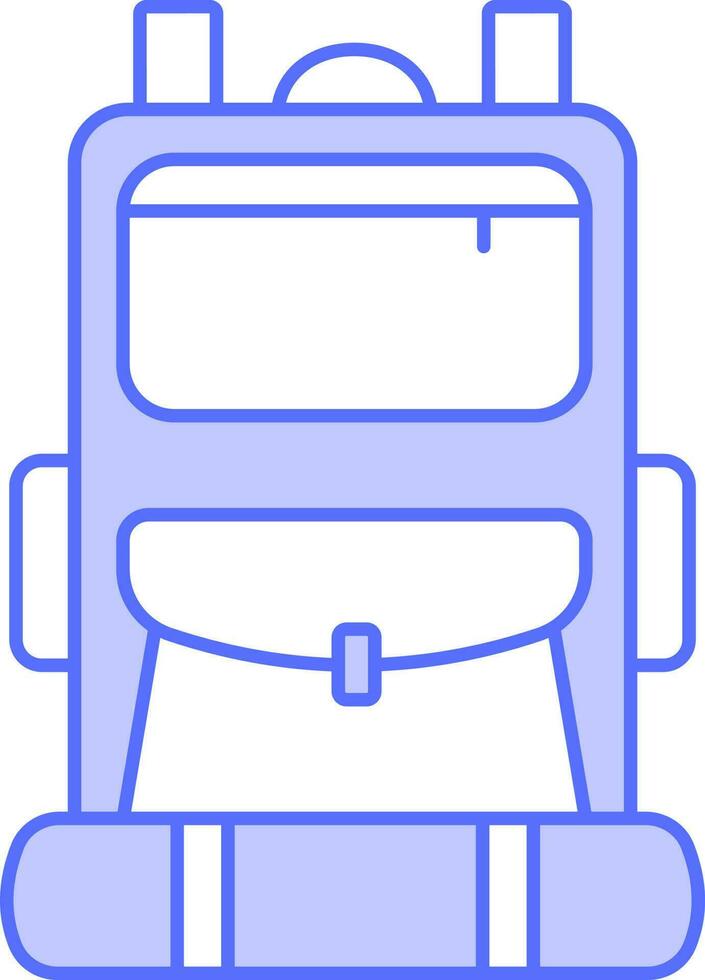 Backpack Icon In Blue And White Color. vector