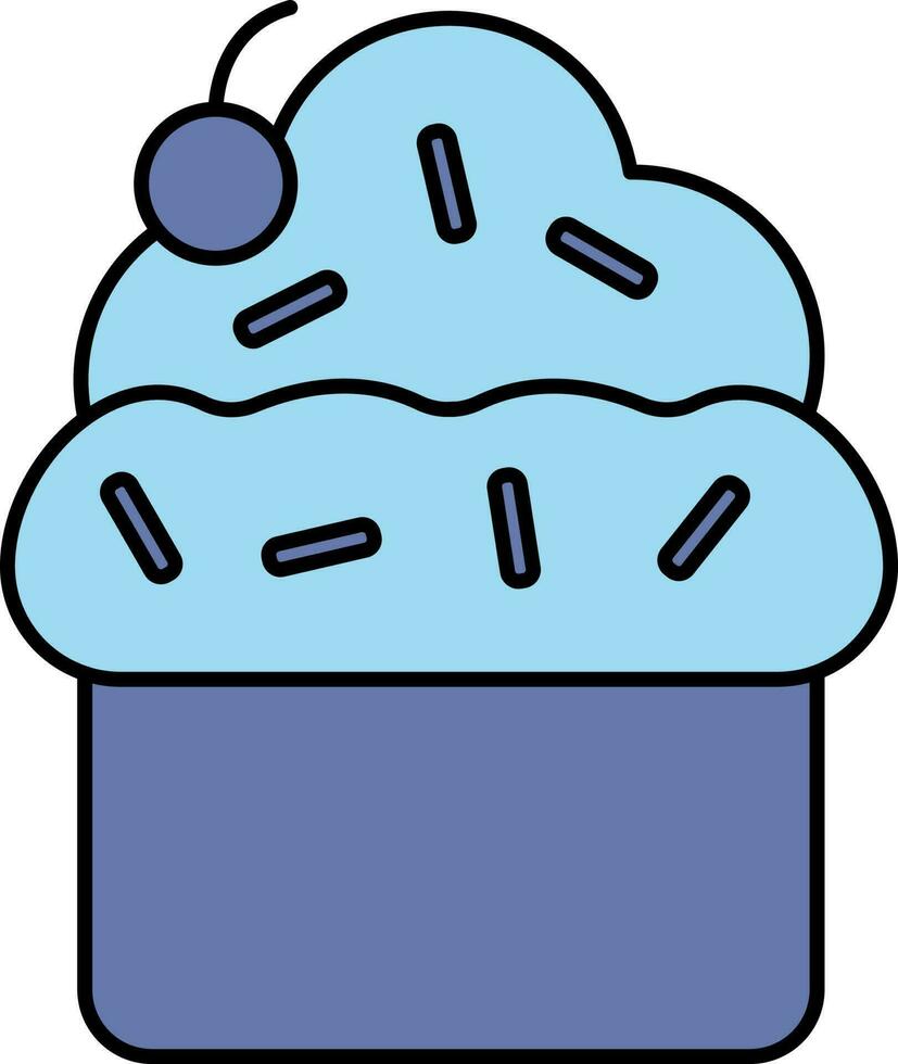 Cupcake Icon In Blue Color. vector