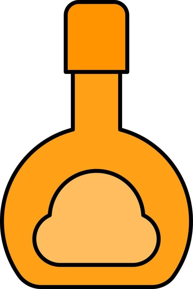 Bourbon Bottle Icon In Yellow Color Flat Style. vector
