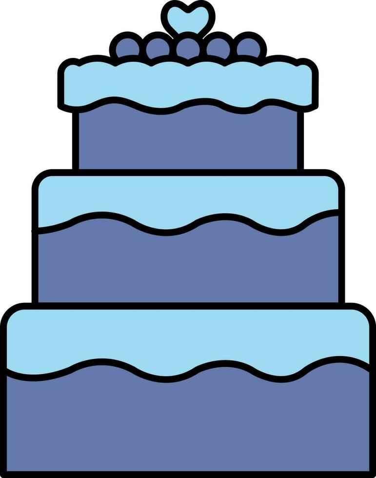 Flat Style Cake Icon In Blue Color. vector