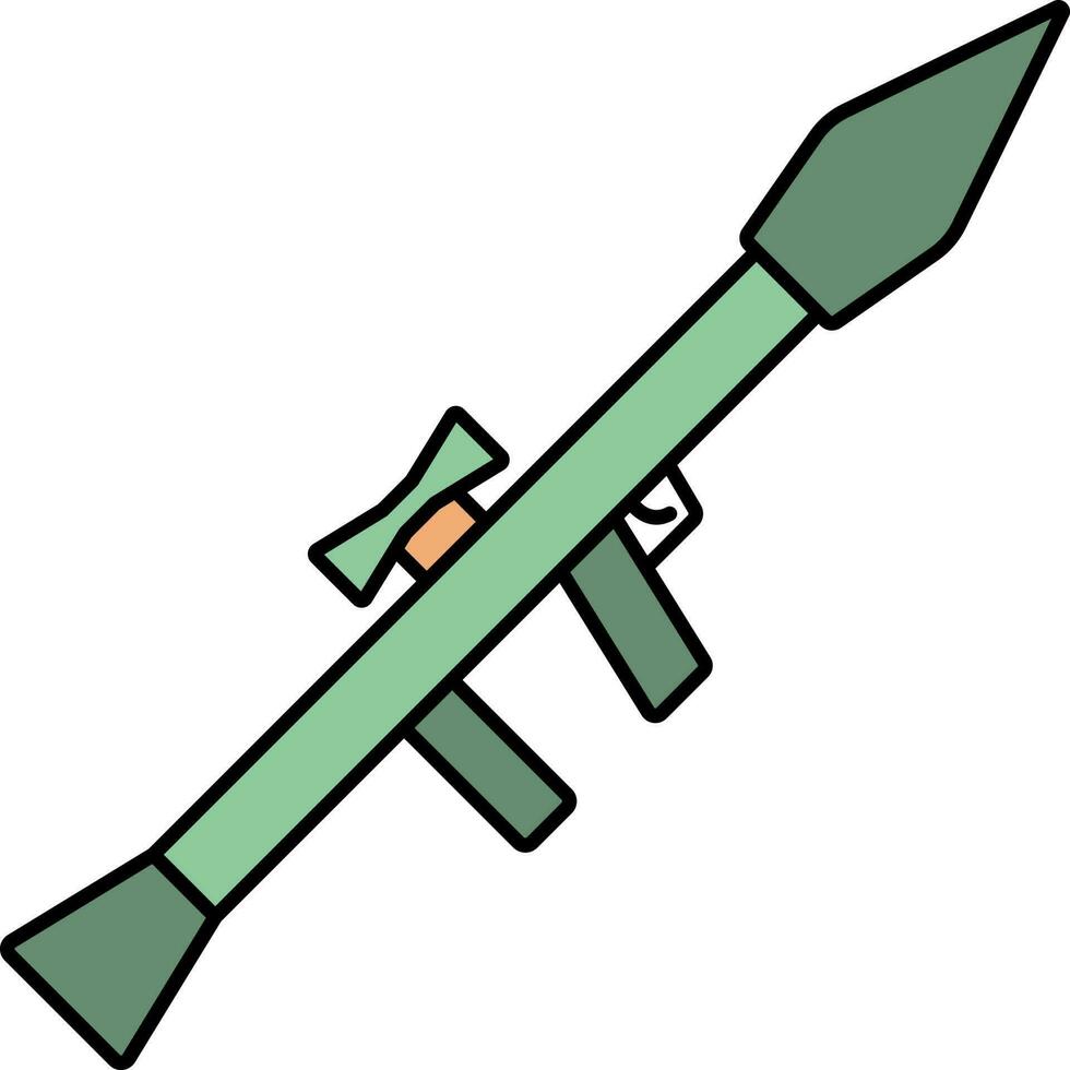 Rocket Launcher Icon In Green And Orange Color. vector