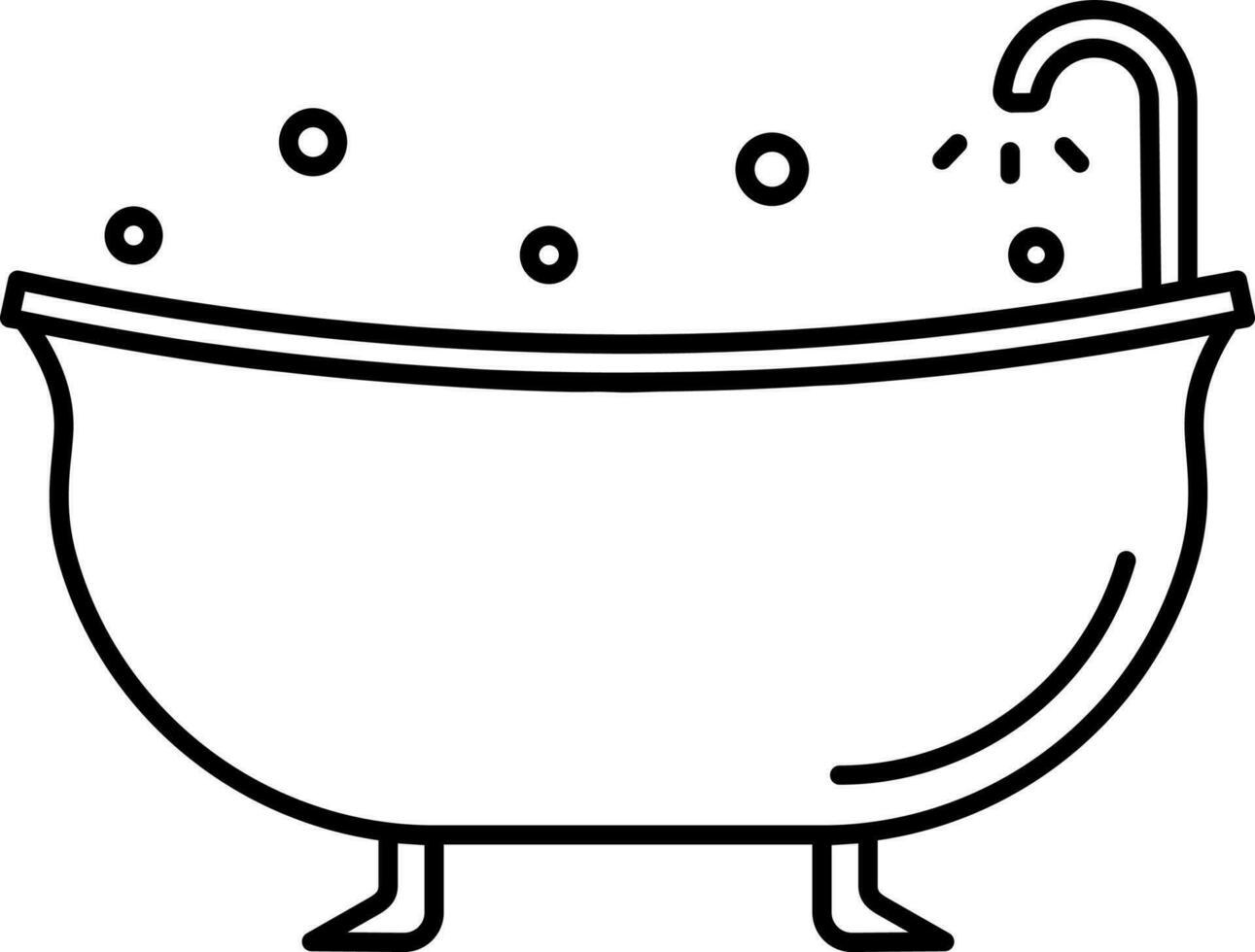 Bathtub Icon Or Symbol In Black Line Art. vector