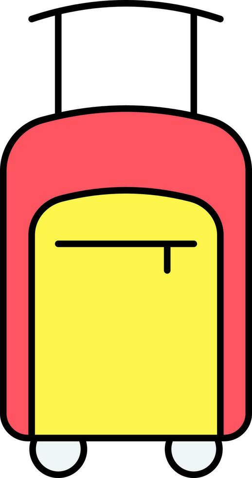 Trolley Bag Icon In Red And Yellow Color. vector