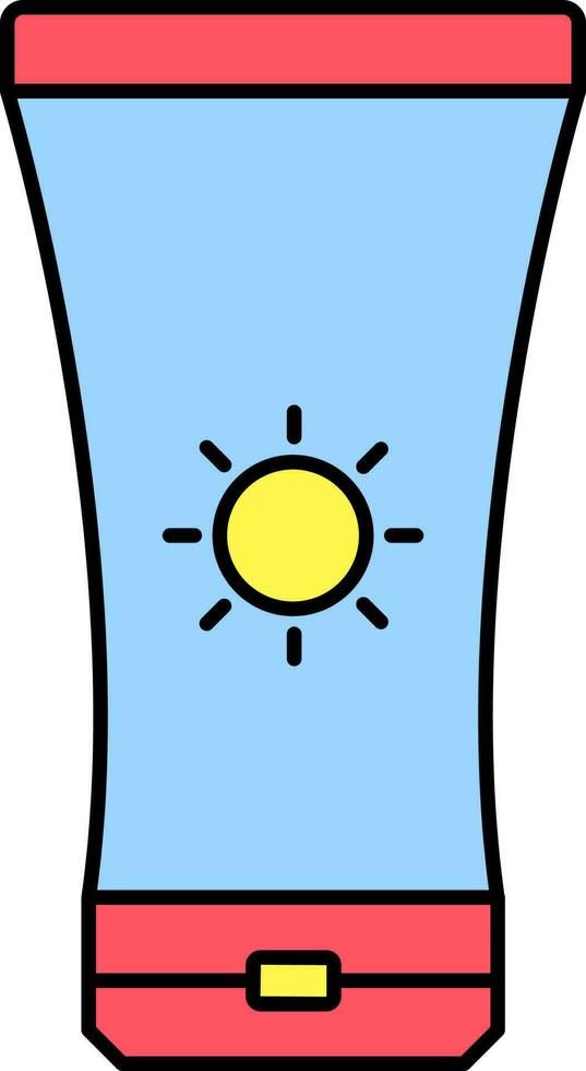 Sunscreen Tube Icon In Blue And Red Color. vector