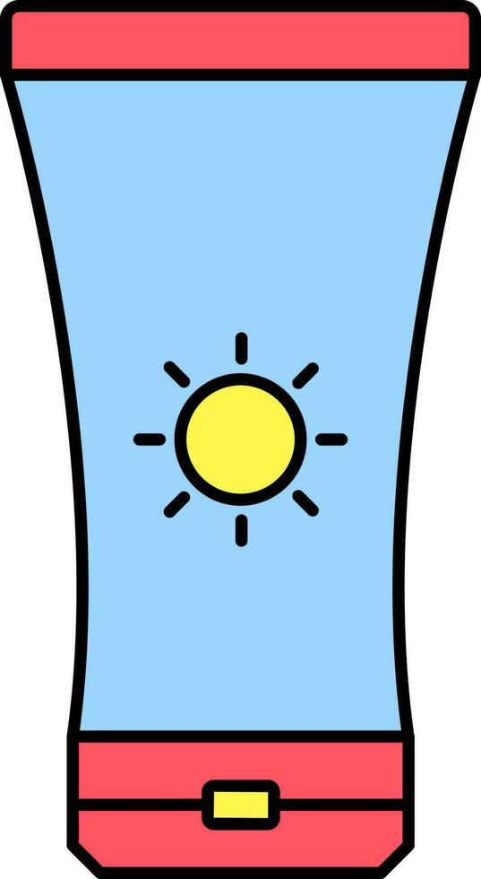 Sunscreen Tube Icon In Blue And Red Color. vector