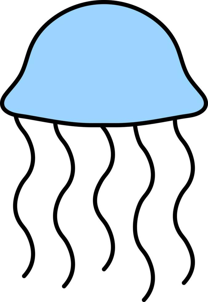 Jellyfish Icon In Blue Color. vector