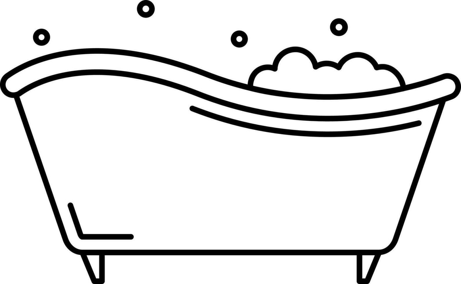 Bathtub Icon Or Symbol In Black Outline. vector