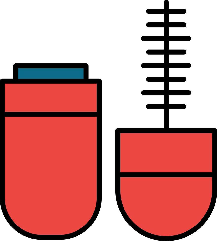 Blue And Red Mascara Icon Or Symbol. vector