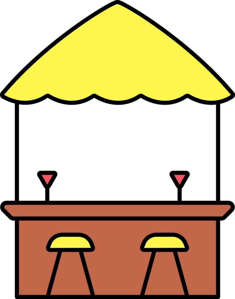 puesto icono en amarillo y marrón color. vector