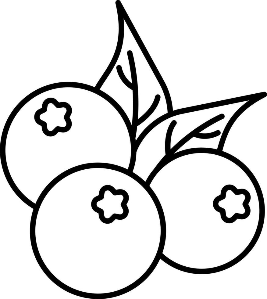 Lingonberry Icon In Black Line Art. vector