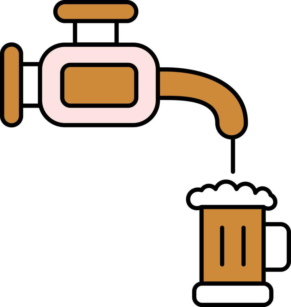 cerveza grifo con jarra icono en plano estilo. vector