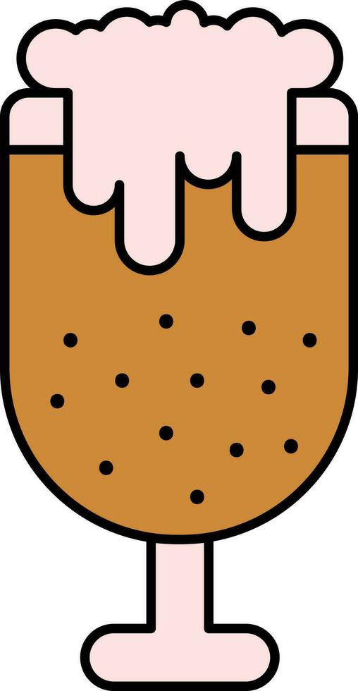 Flat Style Beer Glass Brown and Pink Icon. vector