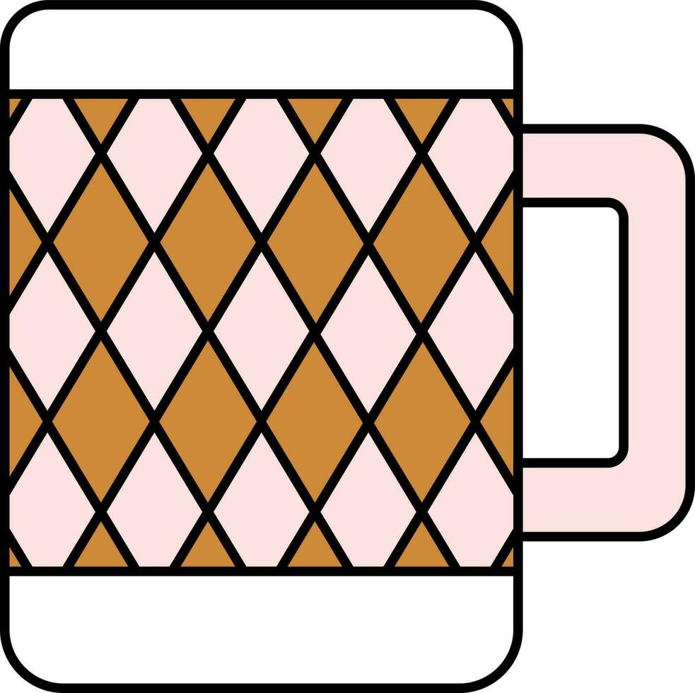 a cuadros jarra icono en marrón y rosado color. vector