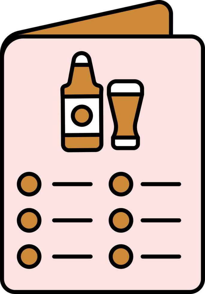 Brown and Pink Drink Menu Card Icon. vector