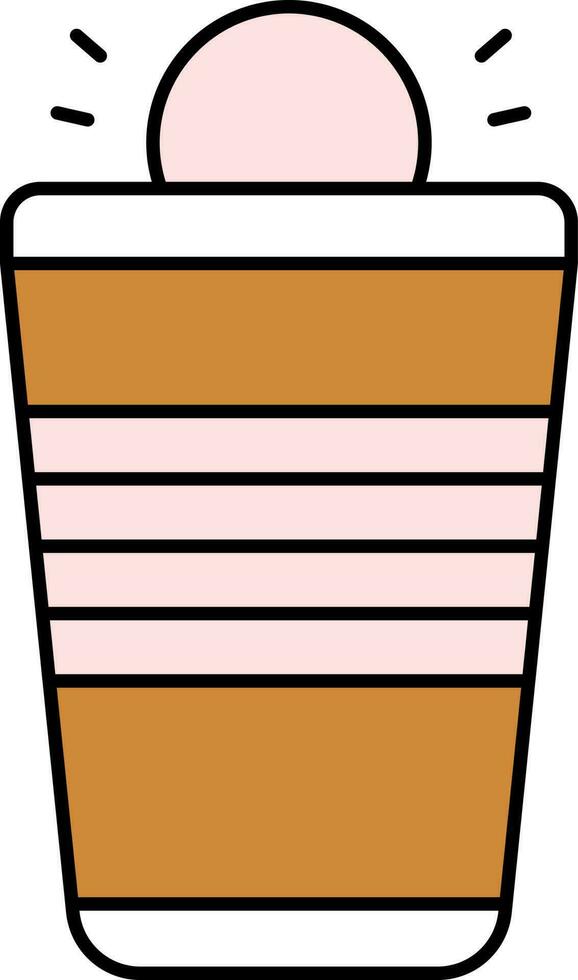 Flat Style Beer Pong Brown and Pink Icon. vector