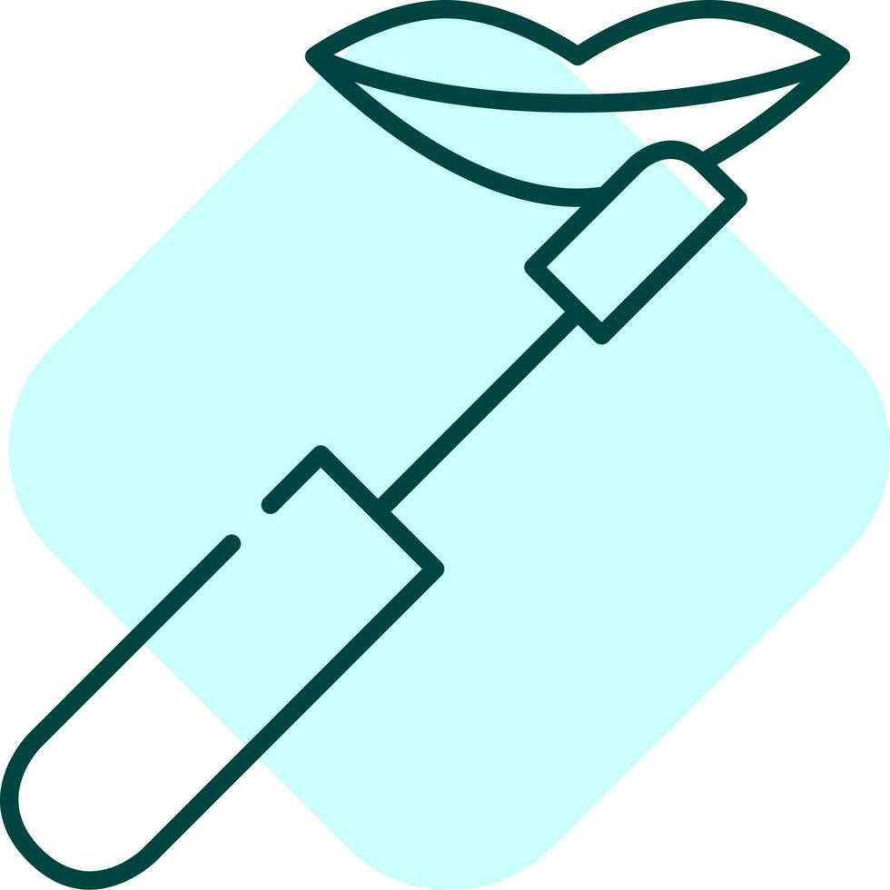 Line Art Apply Lipstick Lips With Brush Square Icon. vector