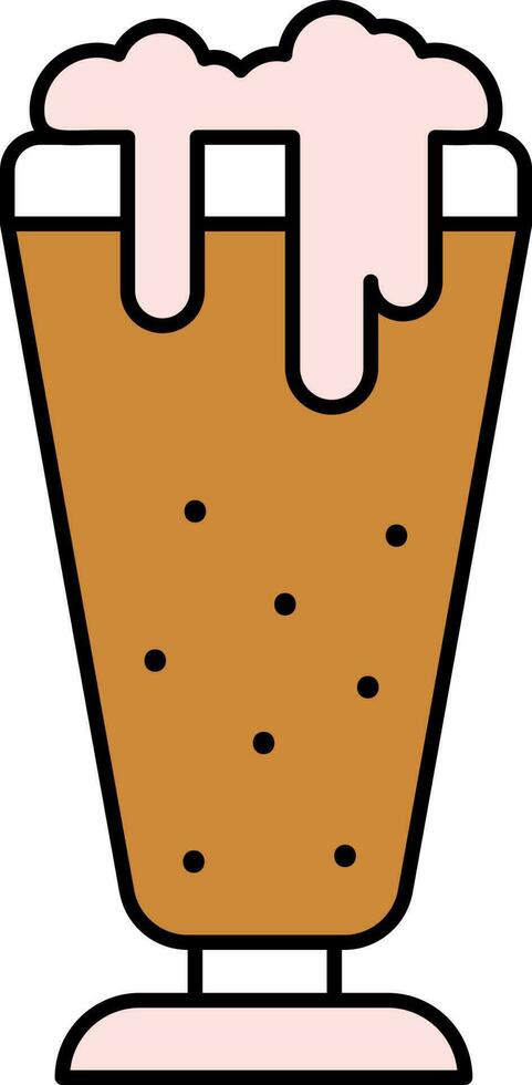 Brown and Pink Beer Glass Icon in Flat Style. vector
