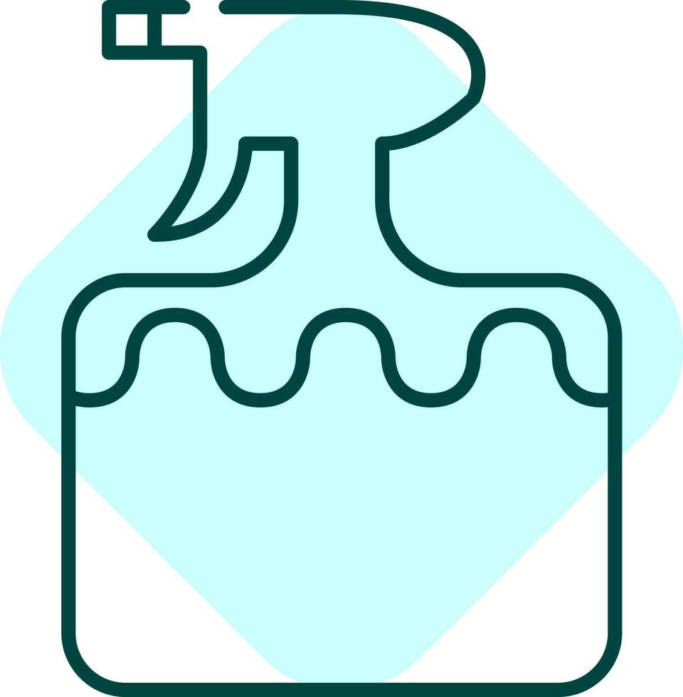 Blue Thin Line Spray Bottle Square Icon. vector