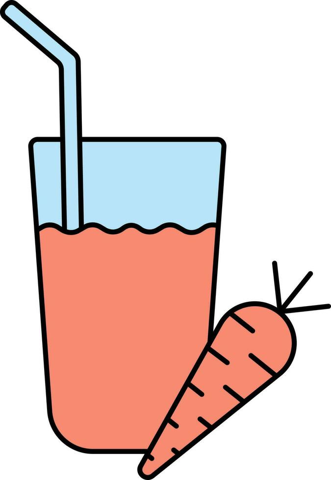 Carrot Juice Glass Icon In Red And Blue Color. vector