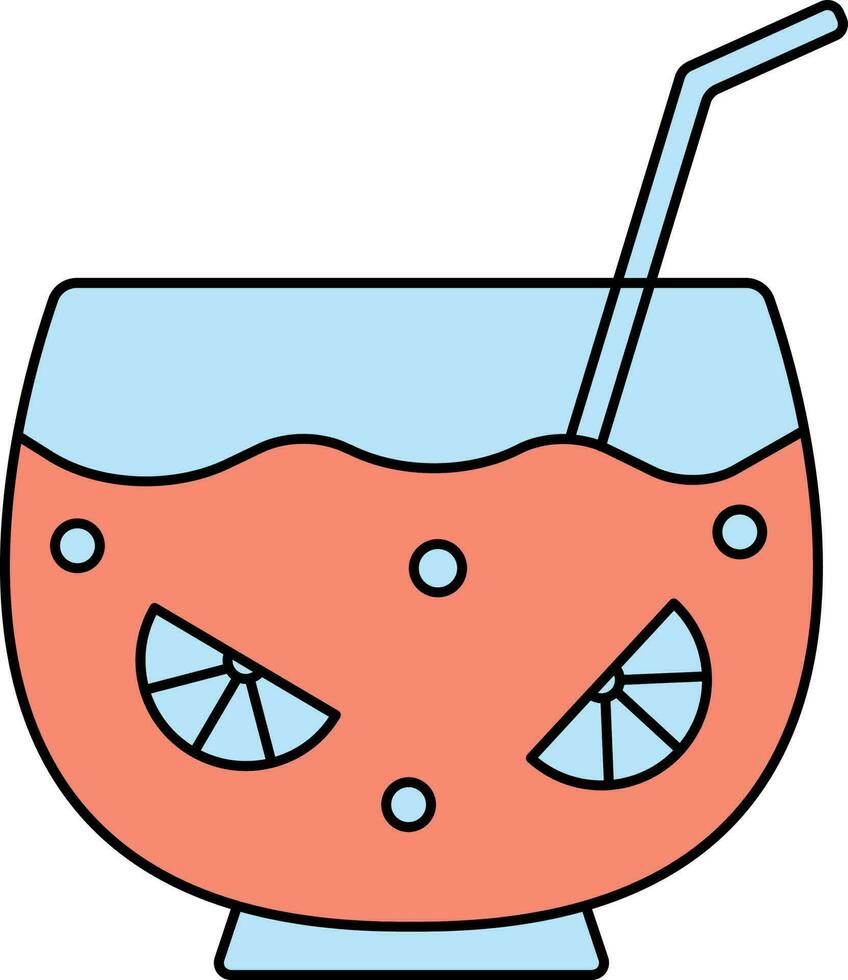 Red And Blue Lemon Or Orange Juice In Punch Bowl Icon. vector