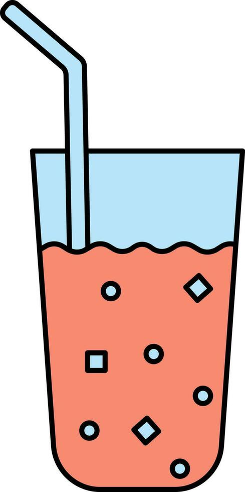 Cold Drink Glass Icon In Red And Blue Color. vector