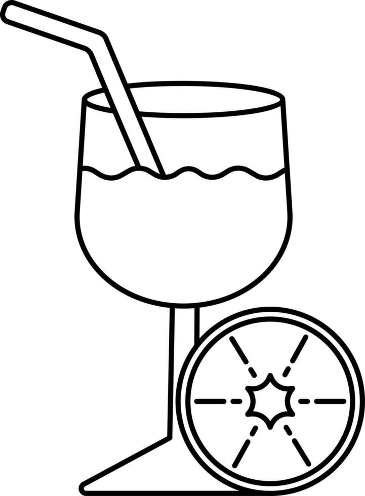 Kiwi Juice Glass Icon In Black Line Art. vector