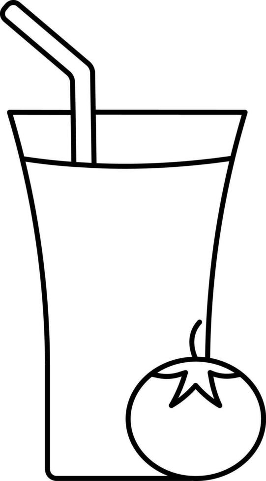 Tomato Juice Glass Icon In Black Line Art. vector